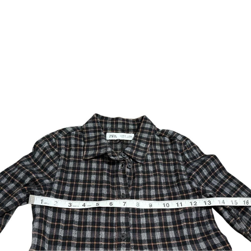 Zara Girls Plaid Shirt Dress Size 8–9 Flannel Button Front Long Sleeve Fall - Picture 7 of 10